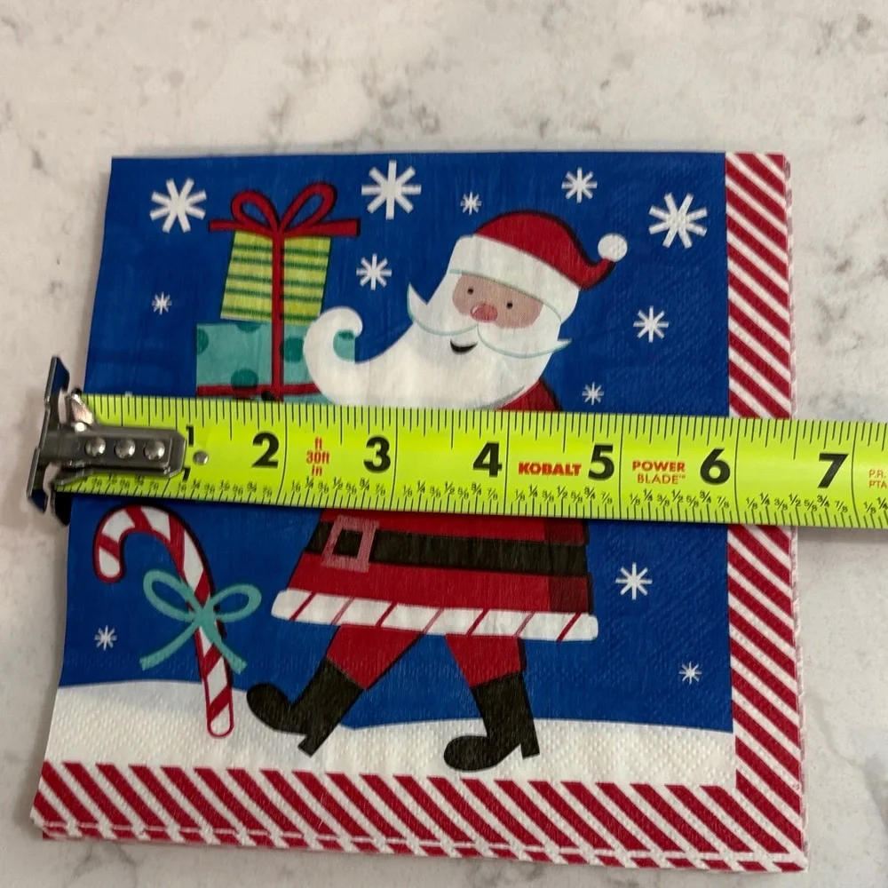 Festive Santa Paper Plates & Napkins Set - Blue & Red